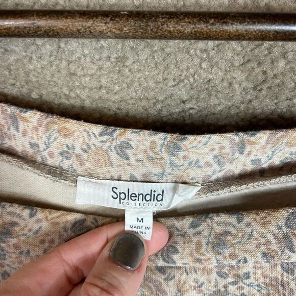 Splendid Josephine Sweatshirt Women's Medium Knit Top Floral Relaxed Puff Sleeve - Picture 6 of 11